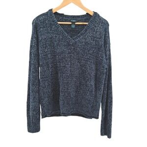 Rue+‎ Womens 2X (Fits XL) Blue Chenille Sweater Long Sleeve Soft Cozy Shimmer